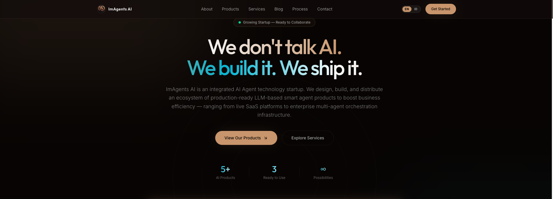 Tangkapan layar situs ImAgents AI