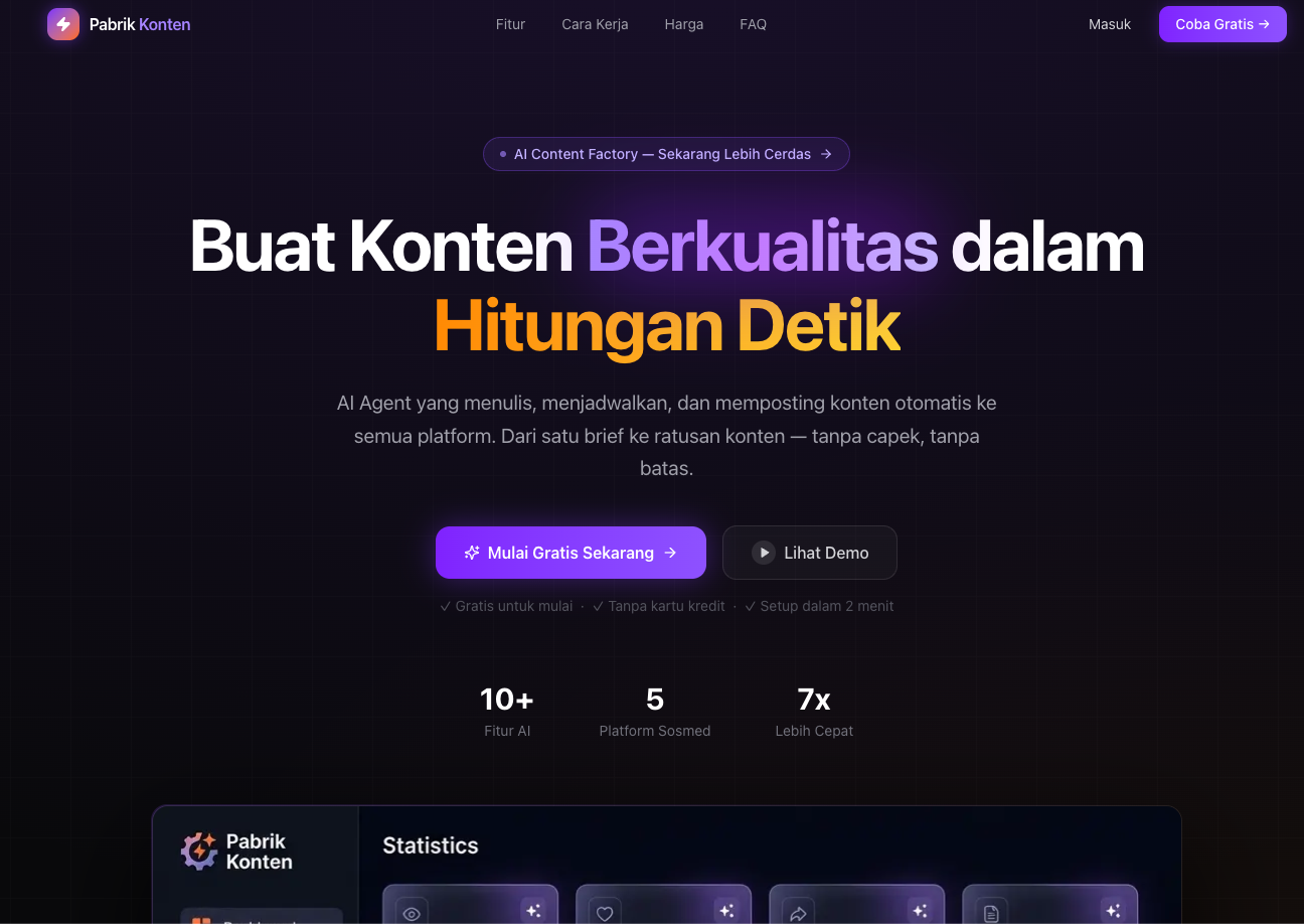 Tangkapan layar Pabrik Konten